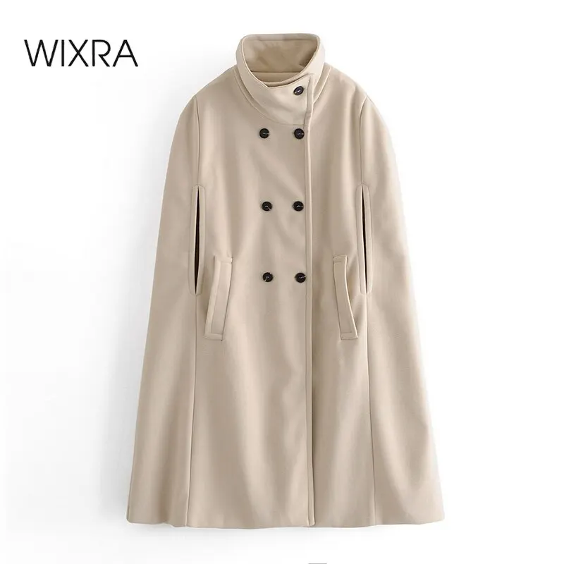 

Wixra/Новинка; Модный женский плащ; Пальто; Однотонная уличная одежда; Флисовое пальто; Тренч с воротником-стойкой; Двубортные куртки; Накидка