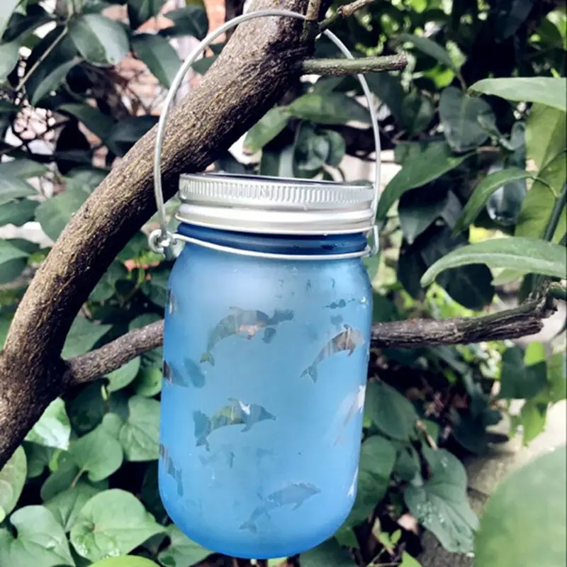 Стеклянный подвесной светильник в виде дельфина на солнечной батарее