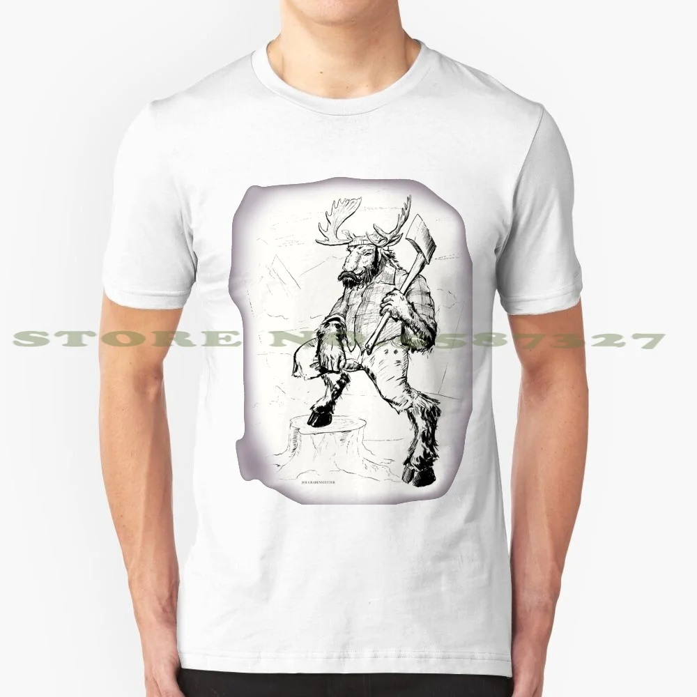 Lumber Moose Cool Design Trendy T-Shirt Tee Lumberjack Canada Canadian Canadiana Toque Axe Flannel Plaid Moose Lumbermoose