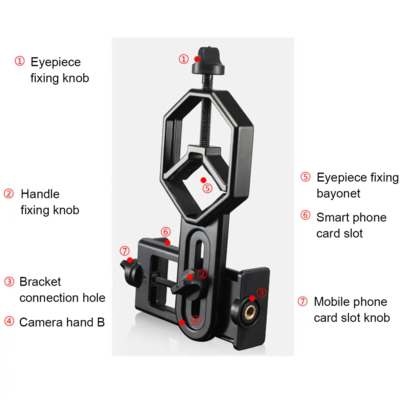 

Telescope Eyepiece Universal Cell Phone Adapter Clip Mount Binocular Monocular Spotting Scope Support Eyepiece Diameter: 25-48mm