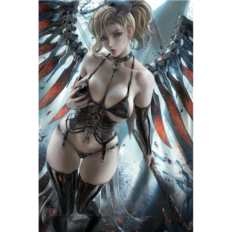 

Nurse Angela Mercy Canvas Art Posters and Prints Custom Sexy Girl Overwatch Game Lover Decoration Painting Wall Picture for Room