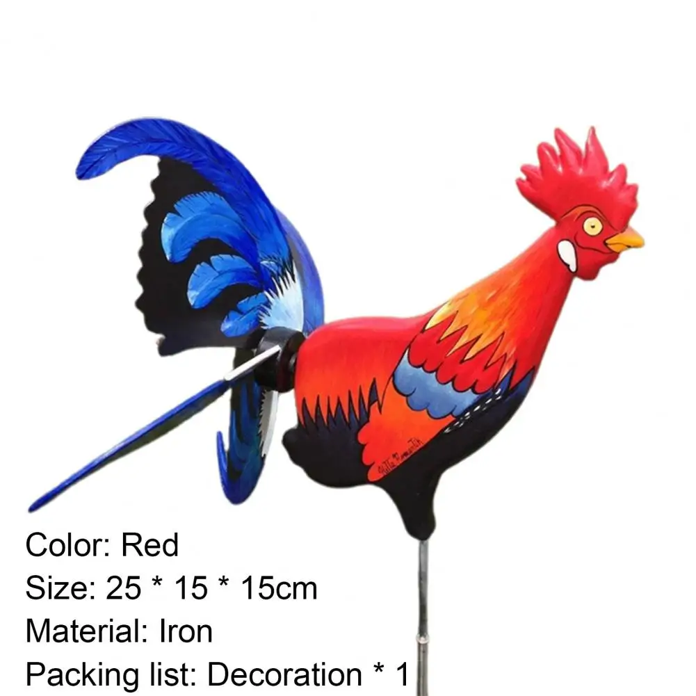 

Decorative Windmills Exquisite Realistic Rooster Shape Iron Durable Practical Garden Art Stake Wind Spinners Decoration