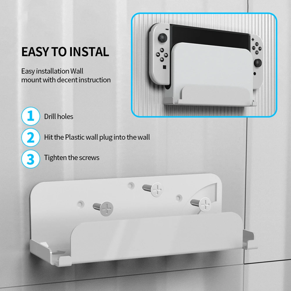

Wall Hanging Holder Bracket Universal Fit for Nintendo Switch/Nintendo Switch OLED Host TV Box Wall Mount Storage Support