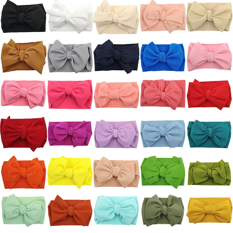 

Newborn Baby Girls Headband Toddler Big Bow Hairband Cute Solid Stretch Turban Knot Head Wrap Head Wear Baby Headbands for Girls