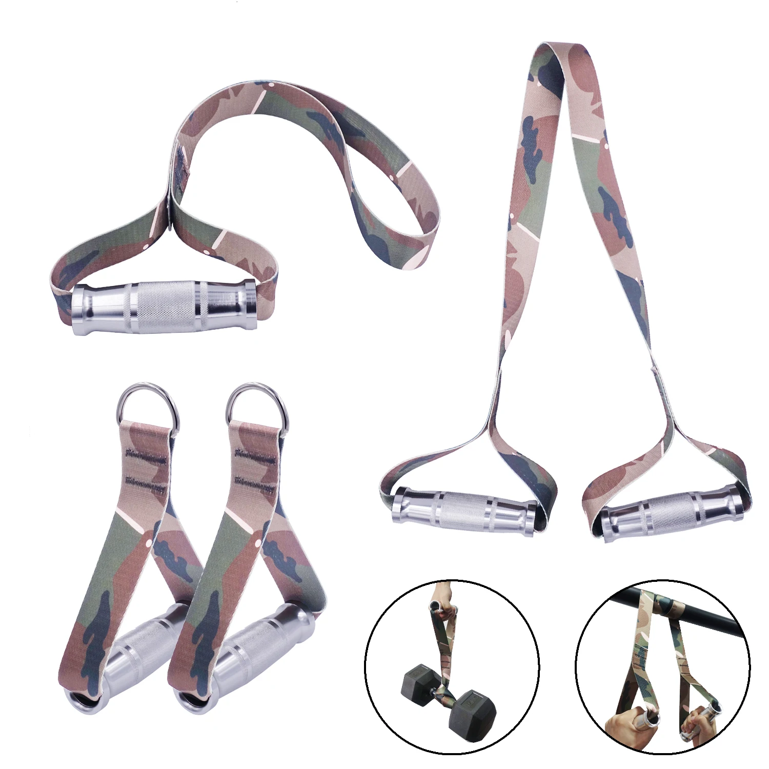 

Camouflage Heavy Duty Gym Handle Grips Strap for Home Cable Machines Pull Ups Training Deadlift Weightlifting Workout Equipment