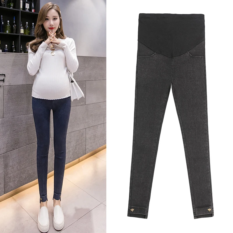 Length Stretch Washed Denim Maternity Jeans Summer Pencil Trousers Clothes for Pregnant Women Pregnancy Pants Mother Clothing