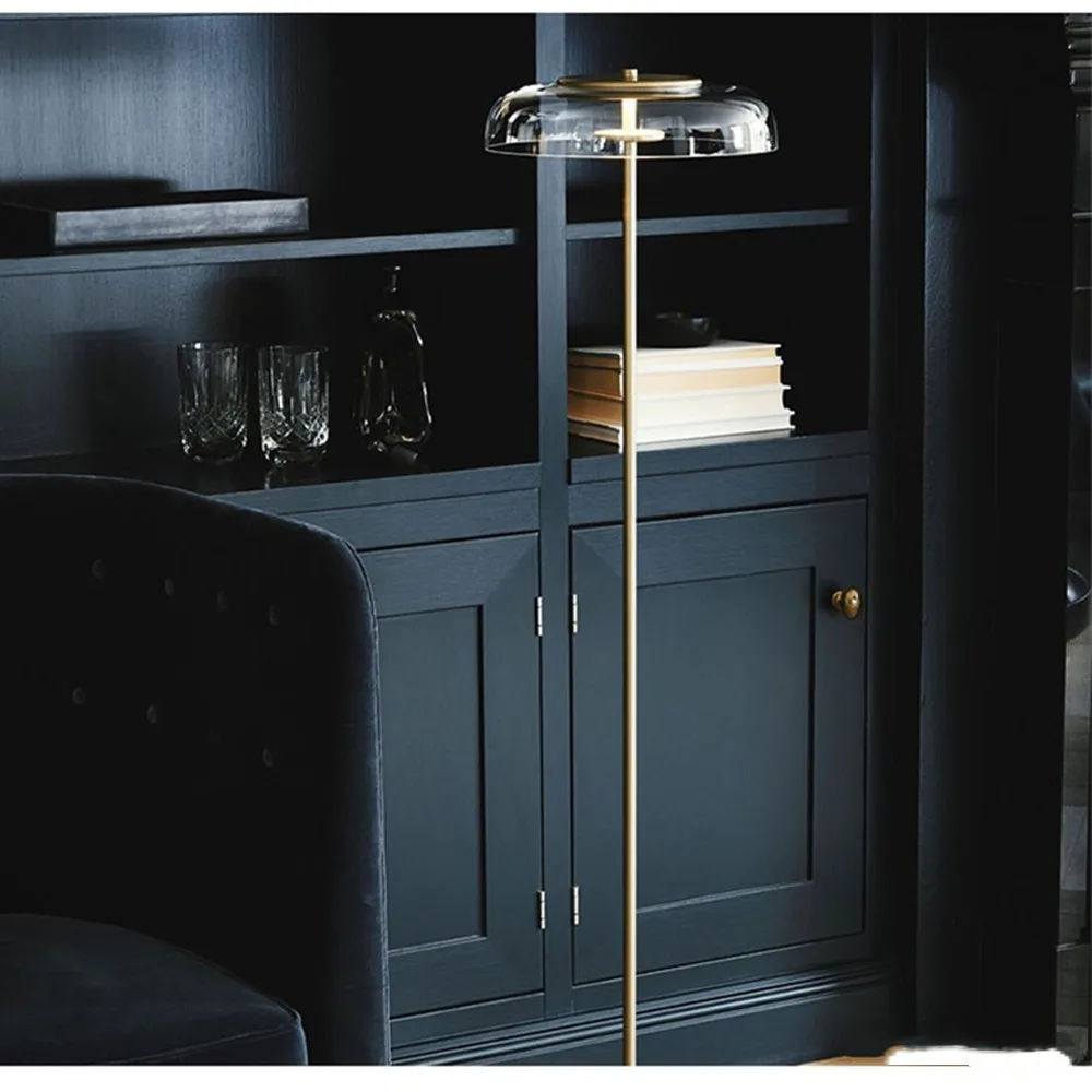 Pаспродажа Современный напольный светильник Blossi, круглый стеклянный абажур, дизайнерская лампа для гостиной, офиса, светодиодная прикроватная наполь...