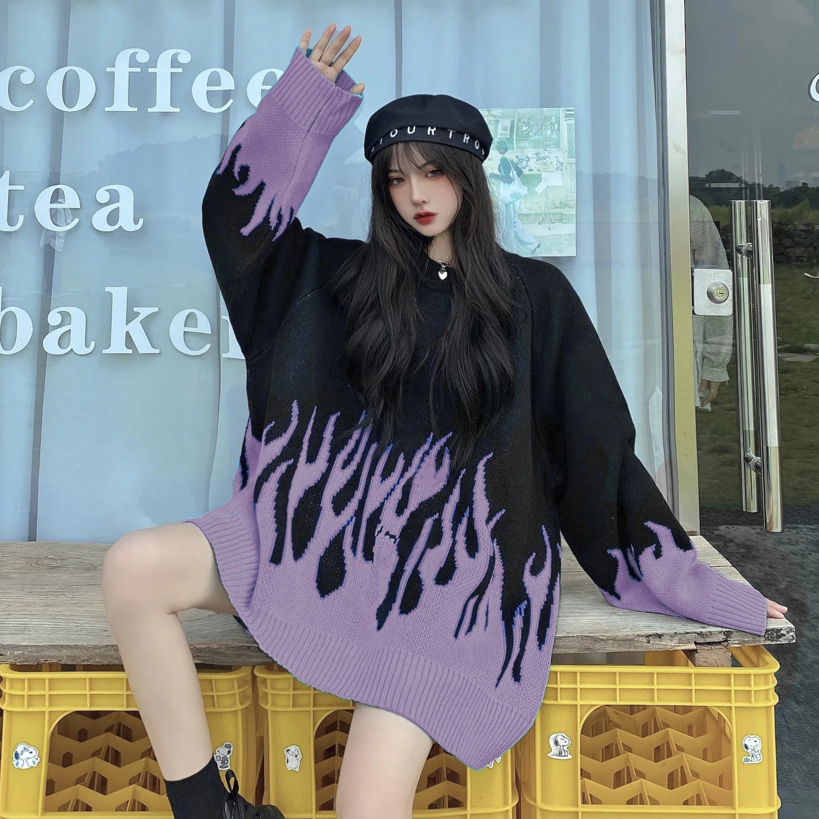 Women Harajuku Streetwear Oversize Sweaters Loose Boyfriend Pullovers Punk Tops Gothic Dropshipping 2021 | Женская одежда