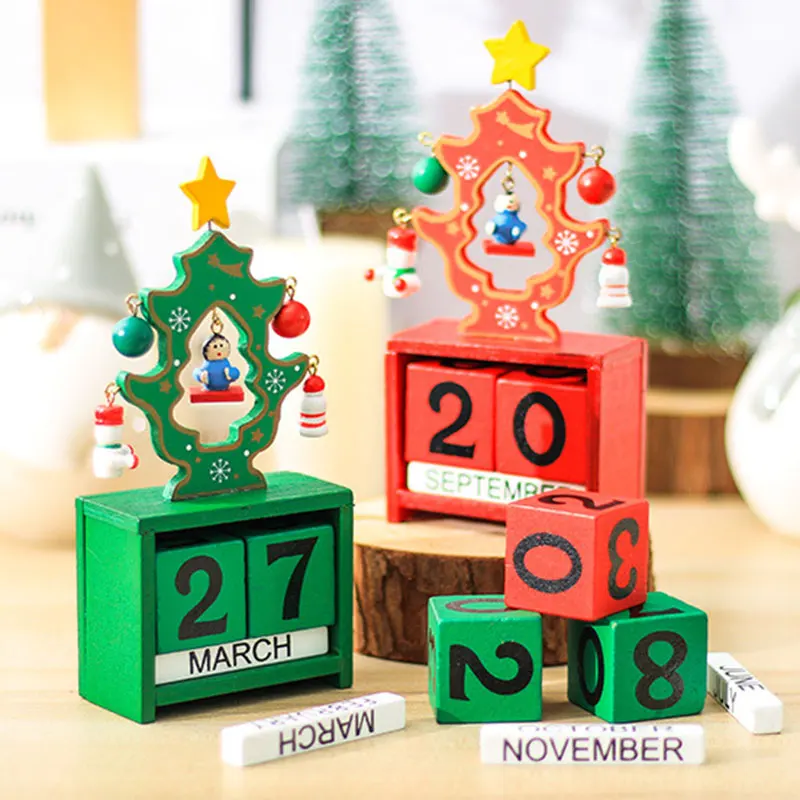 

Wood Calender Manual Perpetual Vintage Desktop Calendar Desk Accessory for Office Christmas Gift Home Decoration