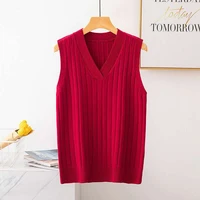 long knitted sweater vest women loose casual v neck sleeveless suspender sweaters female 2021 spring autumn korean version girl
