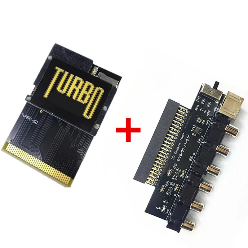 Black Gold Edition PCE PC engine TURBO 600 IN 1 and RGBS Card Video Booster RGBS Signal Output Audio Output
