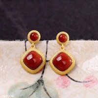 kjjeaxcmy boutique jewelry s925 sterling silver jewelry southern red stud earrings new spring gold plated