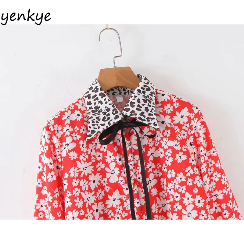 Женская винтажная блузка с длинным рукавом цветочным принтом | одежда