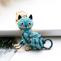 new color diamond cartoon cat creative metal keychain pendant car pendant small gift keychain charms women jewelry key holder