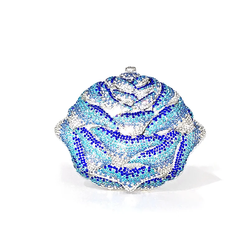 

XIYUAN Wedding Bridal Elegant Rose Shape Diamond Handbags Crystal Evening Bags Rhinestone Birthday Party Gift Clutches Purses