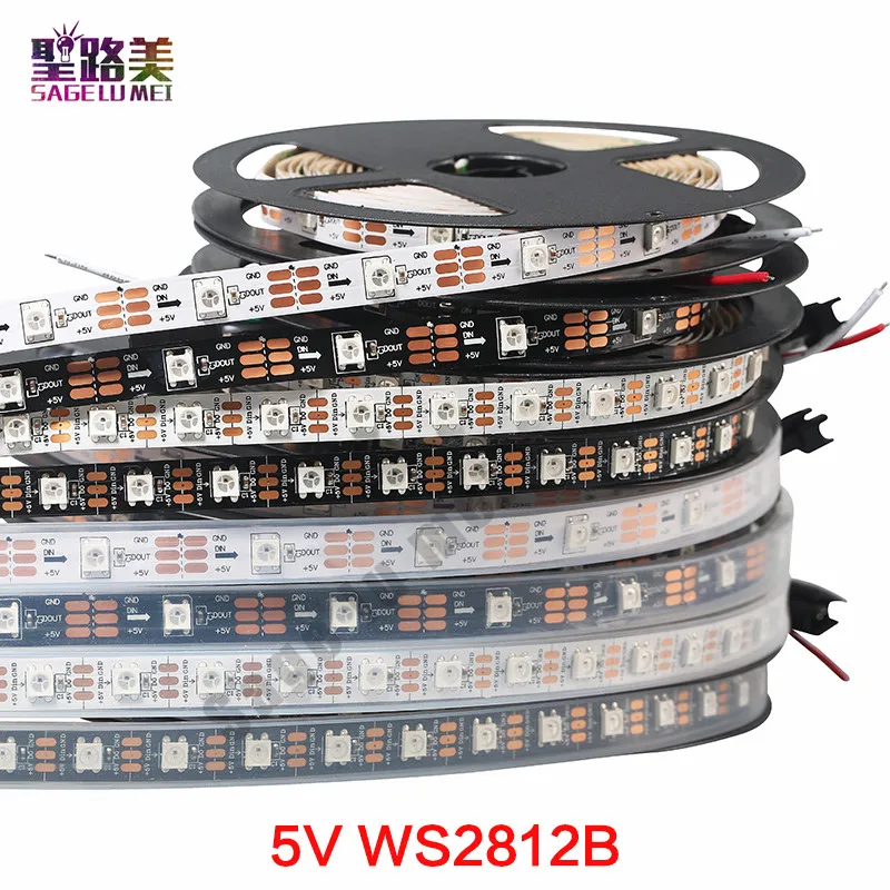 Индивидуально Адресуемая Светодиодная лента ws2812b ws2811ic 5 в постоянного тока 1 м/5 м