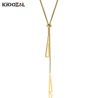 kioozol stainless steel long triangle frame pendant necklace adjustable rose gold silver color fashion necklace 115 ko2