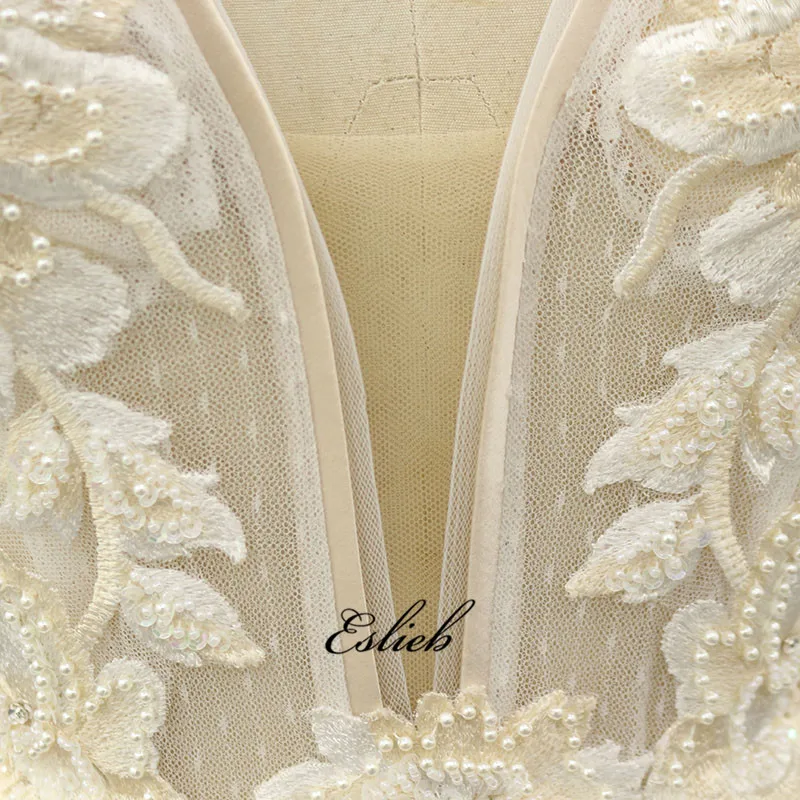 

Eslieb V-neck A line Rose Lace Appliques Cystal Wedding dresses 2020 Custom made Wedding dress Bridal Dresses Vestido de Noiva