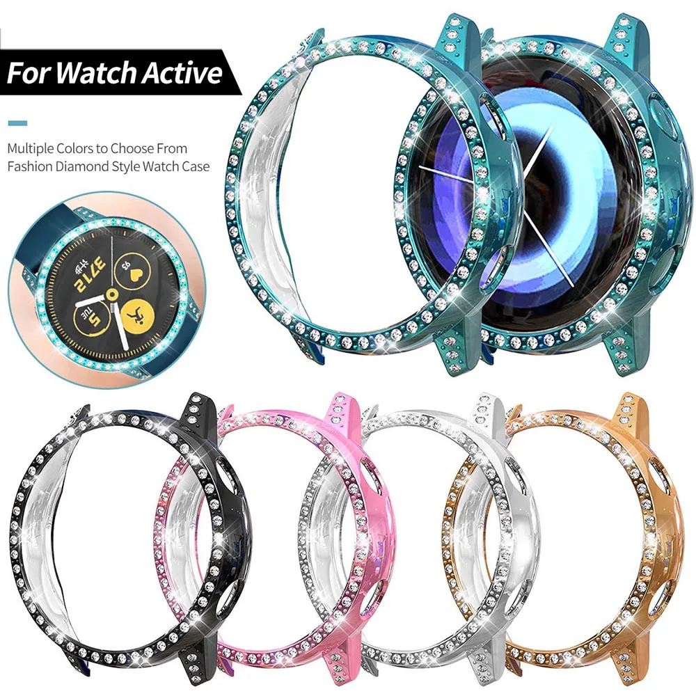 Женский чехол для часов samsung Galaxy Watch 42 мм/46 мм/активная Защитная крышка Алмазный Блестящий бампер для gear S3 рамка аксессуары