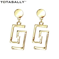 totasally metal stlye womens dangle earrings brand chic geometric ladies statement puzzle shape pendant earrings bijoux