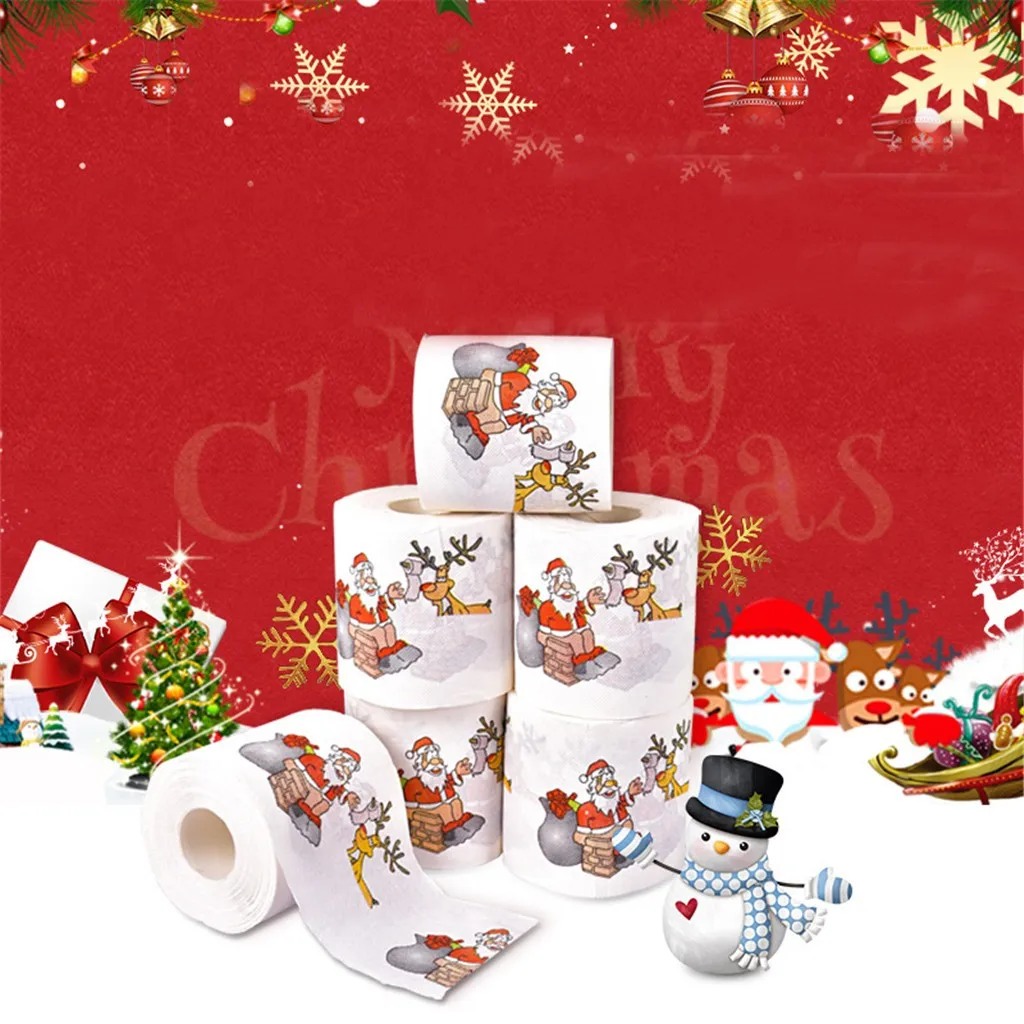 

Home Tool Santa Claus Bath Toilet Roll Paper Christmas Supplies Xmas Decor Tissue Cute Christmas Print High quality Paper