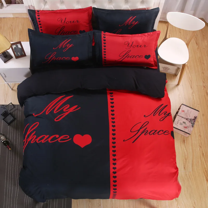 

Design 3D Digital Print Bedding Set For Couple Duvet Cover With Pillowcase Black White Bed Linen Queen King Size Wholesaler
