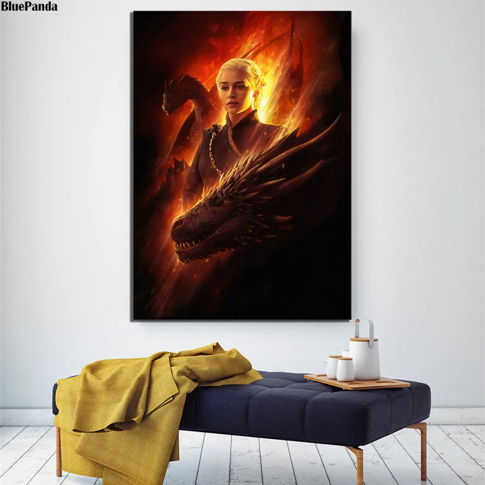 Картина на холсте Дейнерис Таргариен постер с масляным принтом Настенная