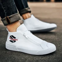 double zippers canvas flat loafers men vulcanized shoes for school boys casual breathable sneakers men espadrilles running shoes