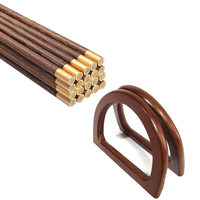 

10Pairs Household Health Tableware Sushi Chinese Chopsticks & 2 Pcs Wooden D Shaped Handles Handle Replacement