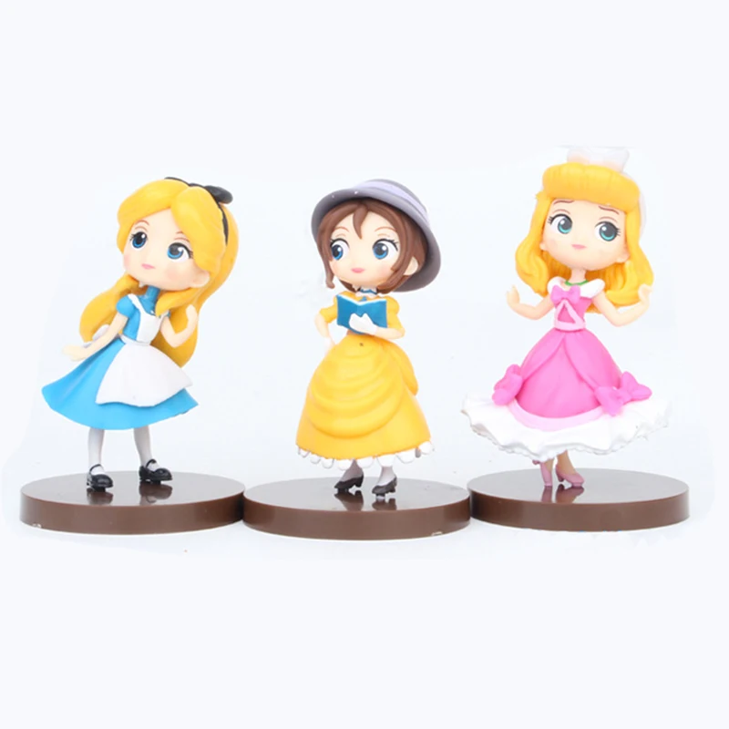 Disney Princess Q Posket 6 шт./лот 8 см ПВХ фигурка игрушки украшения торта детский подарок на