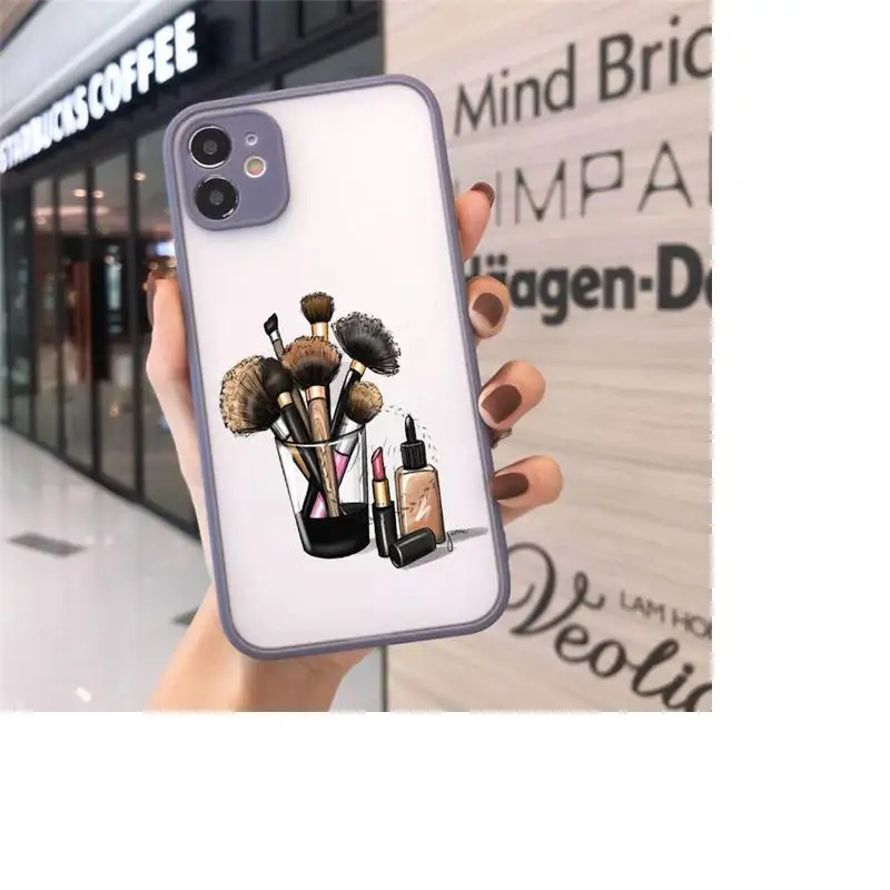 

Makeup Lipstick Nail Polish luxury Phone Cases funda matte transparent For iphone 7 8 11 12 plus mini x xs xr pro max cover