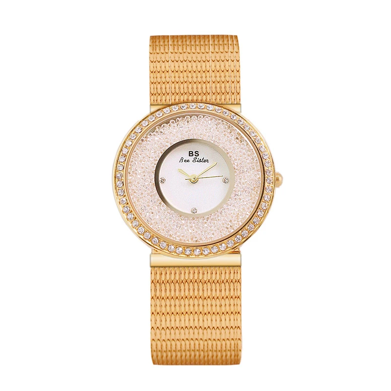 2017 Брендовые женские золотые часы модные стразы с бусинами круглым циферблатом