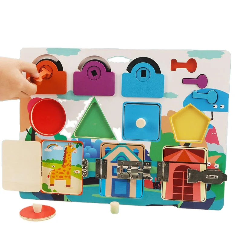 Tablero pesado Montessori para ni&ntilde;os peque&ntilde;os, Cubo de actividad sensorial, aprender a habilidades b&aacute;sicas para la vida, zapatos con cordones, juguete de desarrollo-4