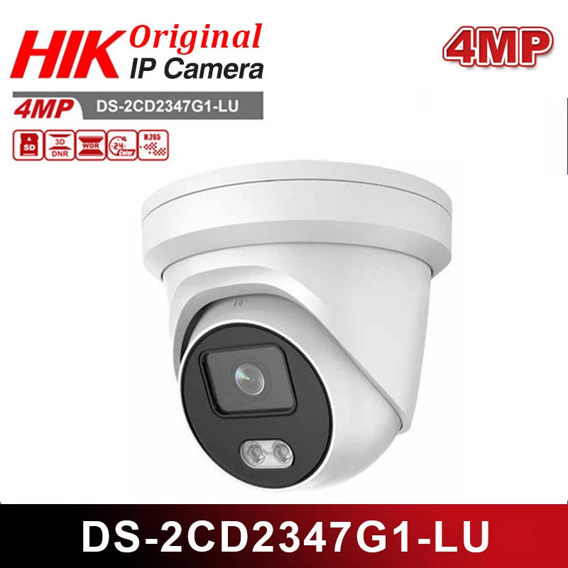 

For Hikvision ColorVu IP Camera Security DS-2CD2347G1-LU HD 4MP Network Bullet PoE H.265+ WDR DNR CCTV SD Card Slot Webcam