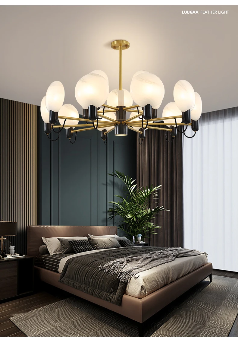 

Простая медная люстра для гостиной, столовой, спальни, постмодерн, роскошный светильник