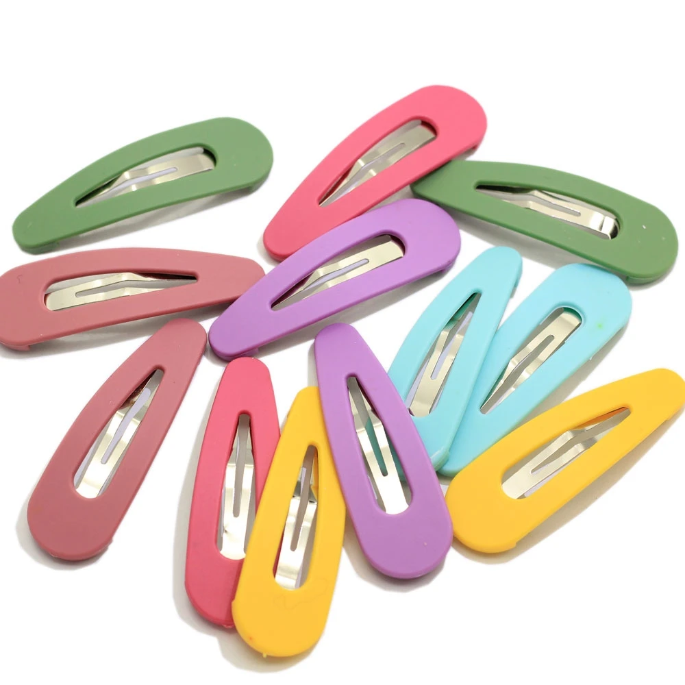 

100/50PCS Korea Fashion Solid Color Scrub Resin Hair Clips Geometric Hollow Water Drop Hairpins Barrettes Hair Accessories for