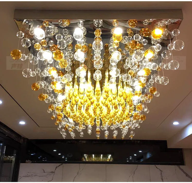 Люстра из хрустального стекла с пузырьковыми шарами нестандартные инженерные