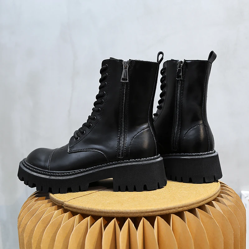Женские ботильоны на платформе 2020 модные кожаные готические ботинки в