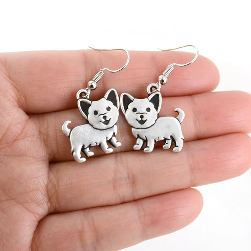 Йоркширские терьерские и австралийские висячие серьги с шелковистой собакой для