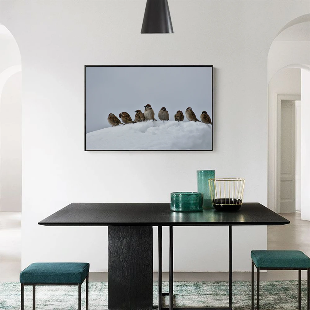 

Animal oil painting birds in snow art painting canvas painting living room corridor bar home decoration murals