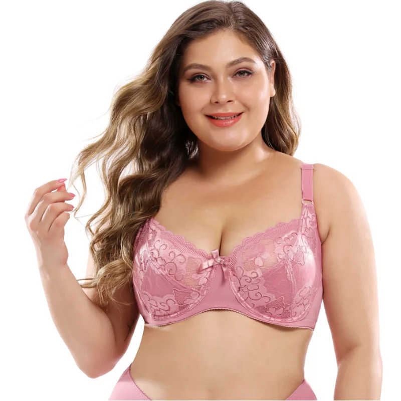 Сексуальный кружевной бюстгальтер размера плюс на косточках большой размер