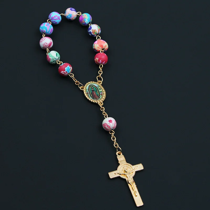 Браслет с католическими четками красочные бусины браслеты для крестин детский