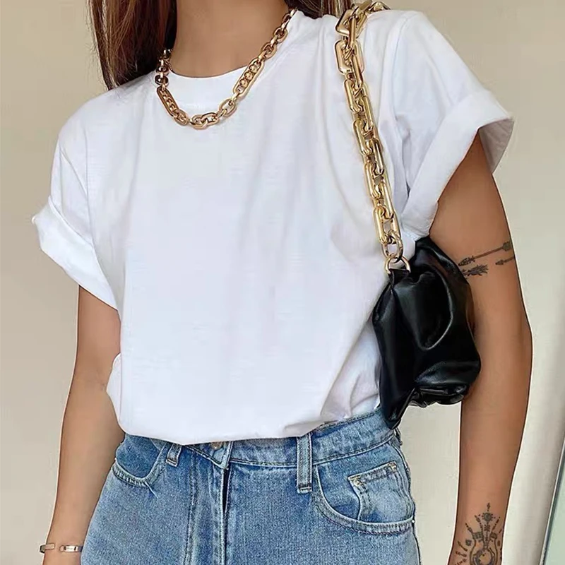 

Calelinka Kpop летние однотонные женские свободные футболки с короткими рукавами футболки 100% хлопок, высокое качество, футболки с круглой горлови...