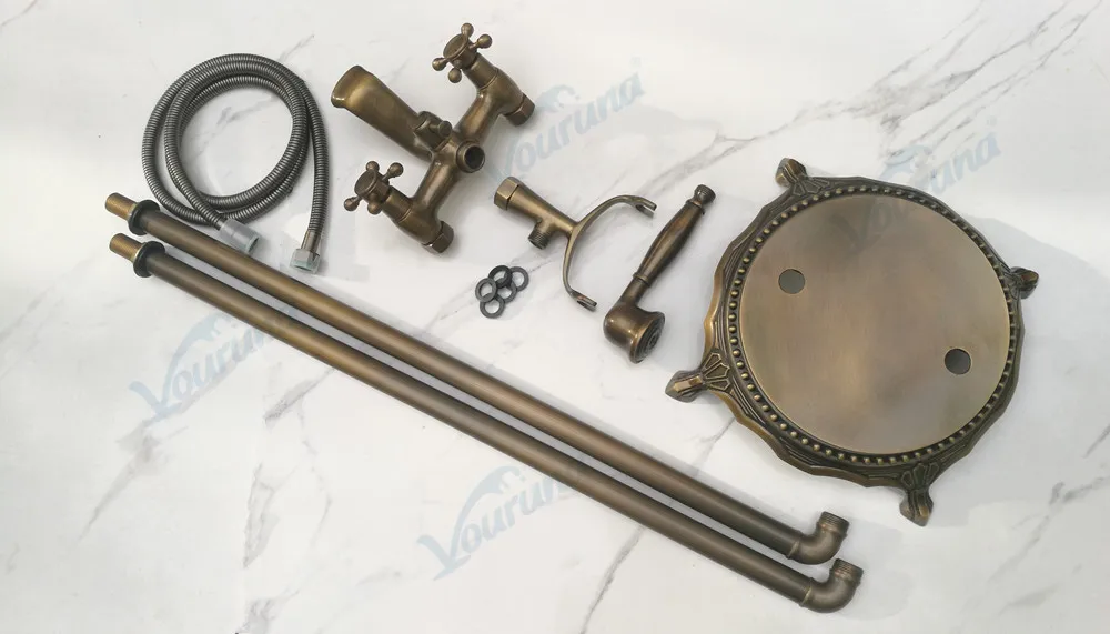 Роскошный античный латунный напольный смеситель VOURUNA для ванны свободное