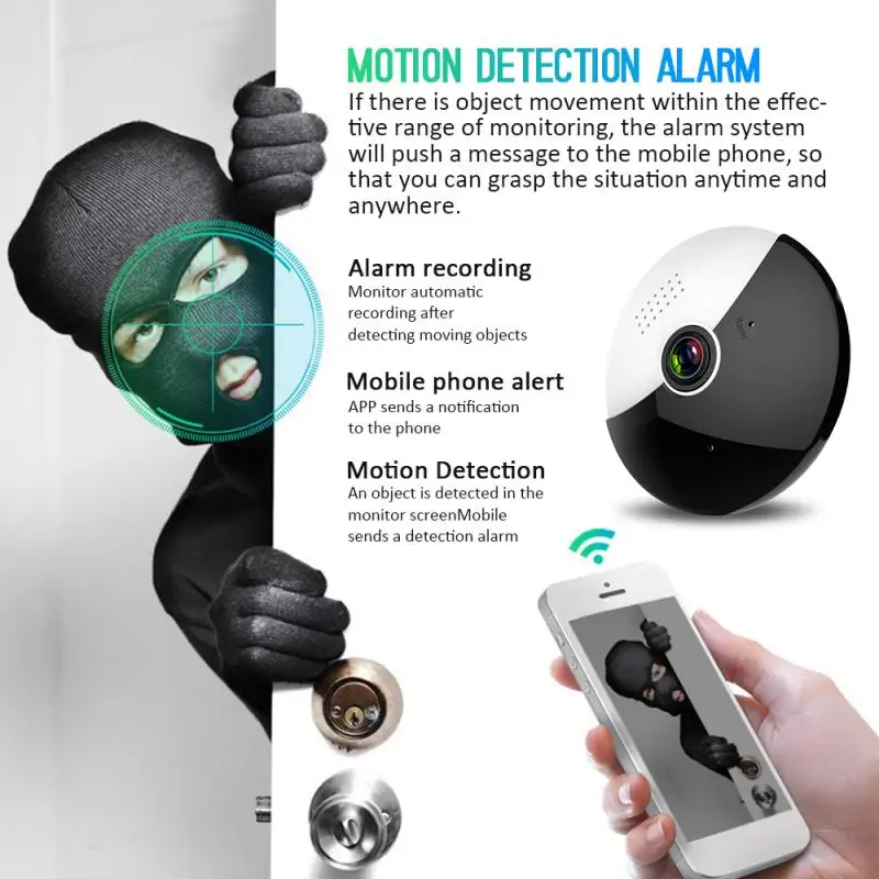 Беспроводная IP камера Wi Fi HD 960P 360 градусов ИК ночное видение|Камеры