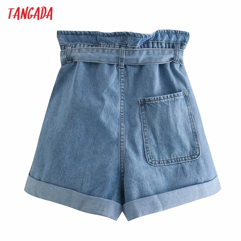 

Tangada Women High Waist With Slash Denim Skirt Shorts Buttons Pockets Female Retro Summer Casual Shorts Pantalones 4M142