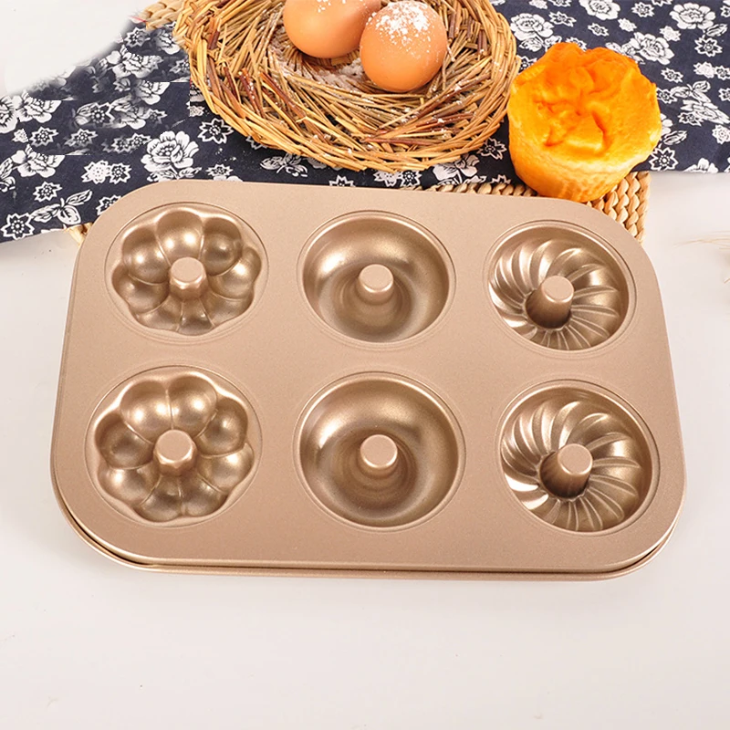 6 отверстий противень для выпечки сверхмощный круглый пончик из углеродистой