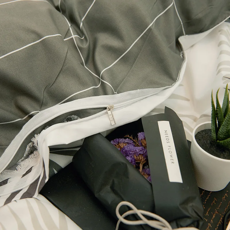 Комплект постельного белья королевского размера с принтом Aggcual Leaves Роскошный