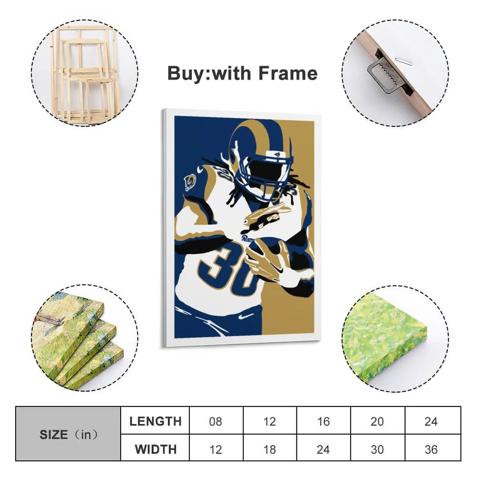 

Decor 30 Todd Gurley Print Painting Canvas Hang A Picture for Living Room Wall Room Posters With Frame Modern Home
