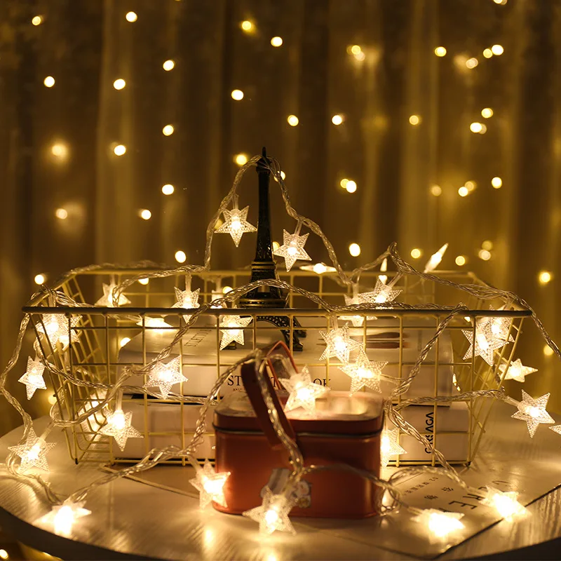 

Fairy Lights 10/20/40 LED Star String Lights Twinkle Battery Powered Garland Led Lights Christmas Decoration Christmas Lights